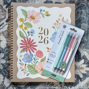 2026 Floral Spiral Planner with Pastel Gel Pens